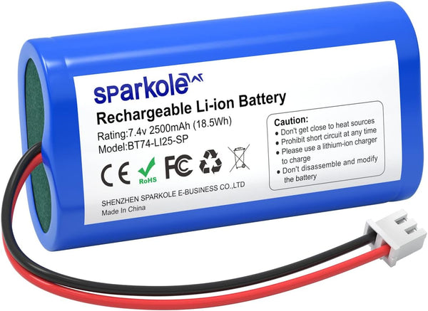 7.4V 2500mAh Li-ion Rechargeable Battery for Speaker, Remote Control Toy, Bluetooth Boom Box, Portable DVD Player
