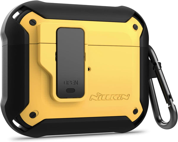 Nillkin Case Cover for Airpods 3 with Secure Lock, Military Grade Armor Solid Earphone Case (Yellow)