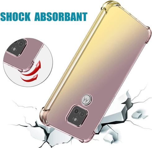 Clear Gradient Slim TPU Case for Motorola Moto G Play 2021 with Tempered Glass Screen Protector (Black/Gold)