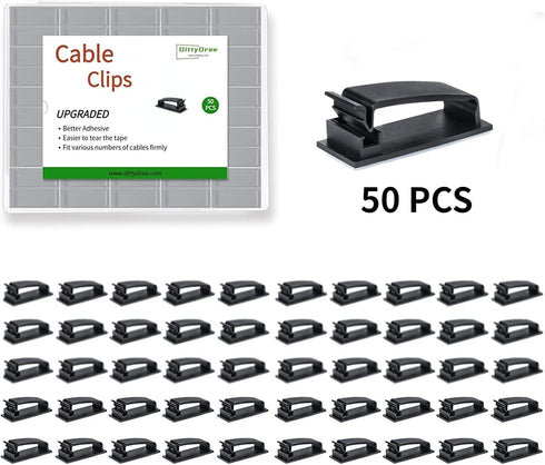 Cable Clips 50PCS, Self Adhesive Cable Management Clips, Cord Organizer Wire Clips for Home Office Car