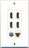 RiteAV 4 Port HDMI 1 Coax Cable TV-F-Type 1 Cat6 Ethernet White Wall Plate