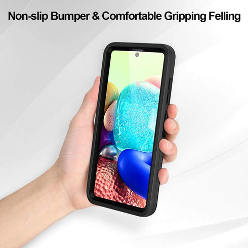 Jelanry Heavy Duty Case for Samsung Galaxy A71 5G, Rugged Dual-Layer Shockproof Protection, Black