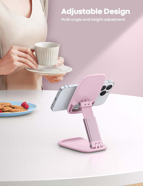 Lamicall Pink Phone Stand for Desk, Rose Gold Cell Phone Holder, Desktop Accessories for iPhone 14 Pro Max, 4-8''