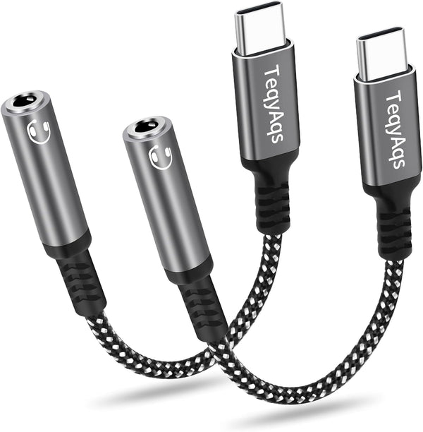 USB Type C to 3.5mm Female Headphone Jack Adapter, (2-Pack) Compatible with iPhone 15/15 Plus/Pro/Pro Max