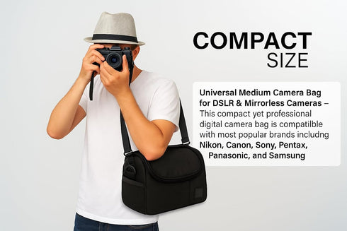 Medium Soft Padded Camera Equipment Bag for Nikon, Canon, Sony, Pentax, Olympus, Panasonic, Samsung & More
