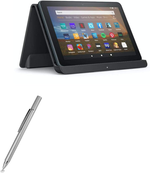 BoxWave Stylus Pen - FineTouch Capacitive Stylus for Amazon Fire HD 8 (10th Gen 2020) - Super Precise - Metallic Silver