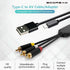 6Ft 3 USB C to RCA Cable Adapter, Wired Type-C to RCA Screen Mirroring with USB A&USB C(Charging),USB C Male to RCA