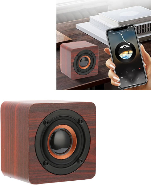 Heayzoki Wooden Retro Bluetooth Speaker, Bamboo Wood Home Audio Speakers with Subwoofer, Vintage Wooden Speaker for Room Decoration Home Travel Outdoor (Mahogany Grain