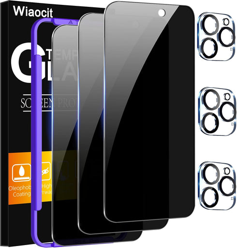 Wiaocit 3 Pack Tempered Glass Privacy Screen Protector for iPhone 16 Pro