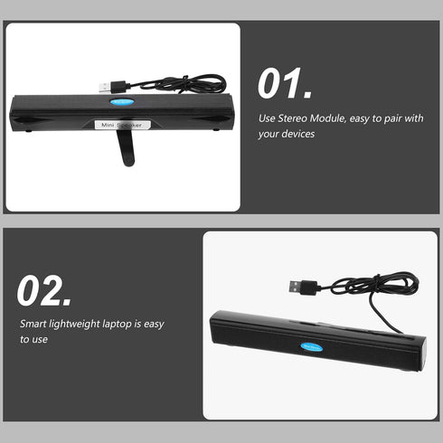 Sound Bars for TV - USB 2.0 Portable Soundbar, Small Surround Soundbar Speakers for PC/Gaming/Projectors