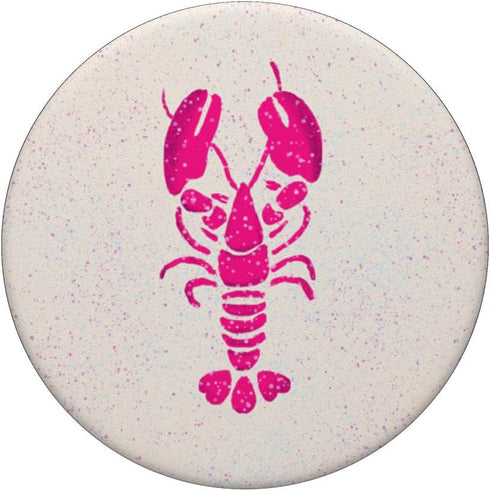 For Lobster Lovers Pink Lobster on Sand | Nautical Theme PopSockets Swappable PopGrip
