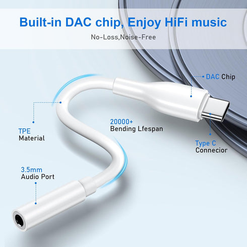 Pixel 9 USB Type C to 3.5mm Headphone Adapter for Google Pixel 9 Pro, iPhone 16/15, Samsung USB C to Aux Audio Jack