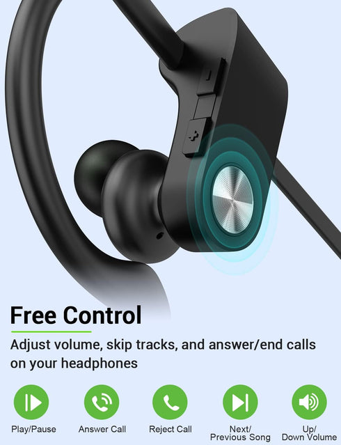 Stiive Bluetooth Headphones, 5.3 Wireless Sports Earbuds IPX7 Waterproof with Mic, Stereo Sweatproof, 16 Hours Playtime
