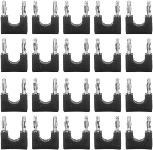 Spryflower 20Pcs Dual Banana Plug, 4mm Brass - Proof U - Shaped Audio