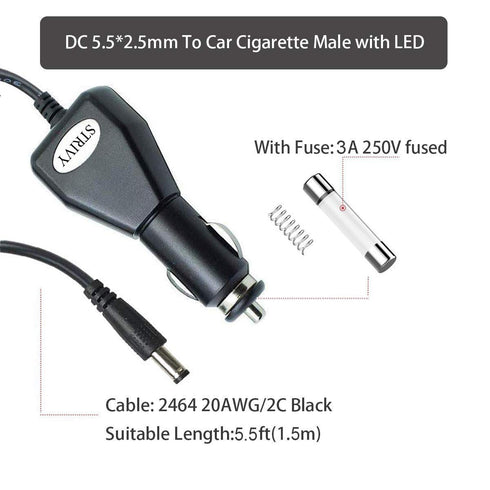 12 Volt Car Lighter Adapter for Spectra S1, S2, SPS100, SPS200, Spectra 9 Plus, M1 Breast Pump Replacement Power Supply