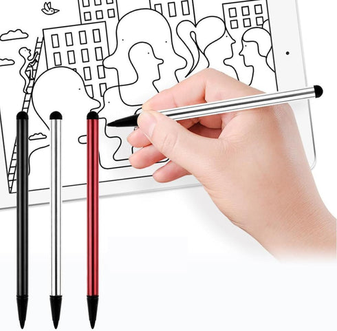3Pcs Universal Touch Screen Pen Stylus - Black, Silver, and Red for Android, iPhone, iPad Accessories