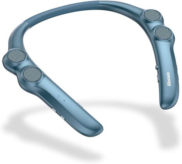 Portable Bluetooth Neckband Speakers, Wireless Wearable Speaker, 10 Hrs Playtime, CVC 8.0 Noise Cancelling (Blue)