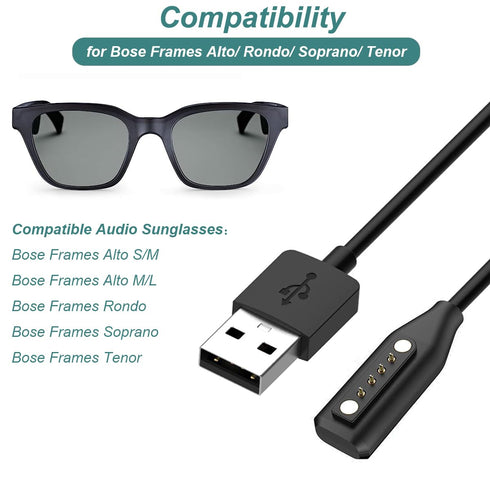 Kissmart Charger for Bose Frames Alto/Rondo/Soprano/Tenor, Replacement Magnetic USB Charging Cable for Bose Frames Audio Sunglasses (1)