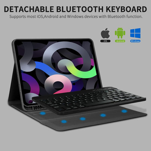 Keyboard Case for iPad Air 11 inch 2024 (M2) & iPad Pro 11 inch (4th/3rd/2nd/1st) Gen 2022, Detachable Bluetooth