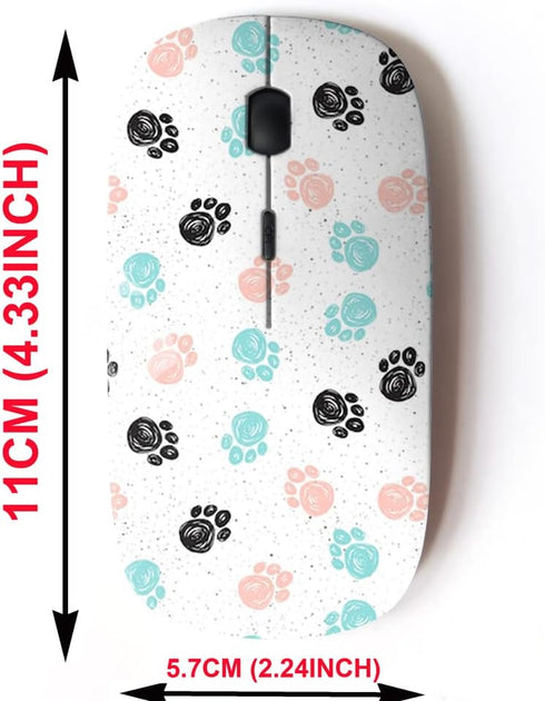 2.4G Wireless Mouse with Cute Pattern Design for All Laptops and Desktops with Nano Receiver - Doodle Dog paw