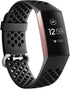 Wepro Black Band Compatible with Fitbit Charge 4/3 for Men and Women, Waterproof Breathable Sport Strap, Small