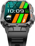 Military Smartwatch for Men, 1.96" AMOLED Screen, Bluetooth Calls, IP68 Waterproof, Black & Orange Bands