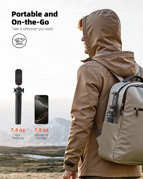 ZOINSHOT iPhone/Android/GoPro/Insta360 Mini Tripod, Lightweight Phone Tripod with Remote, Portable Selfie Stick