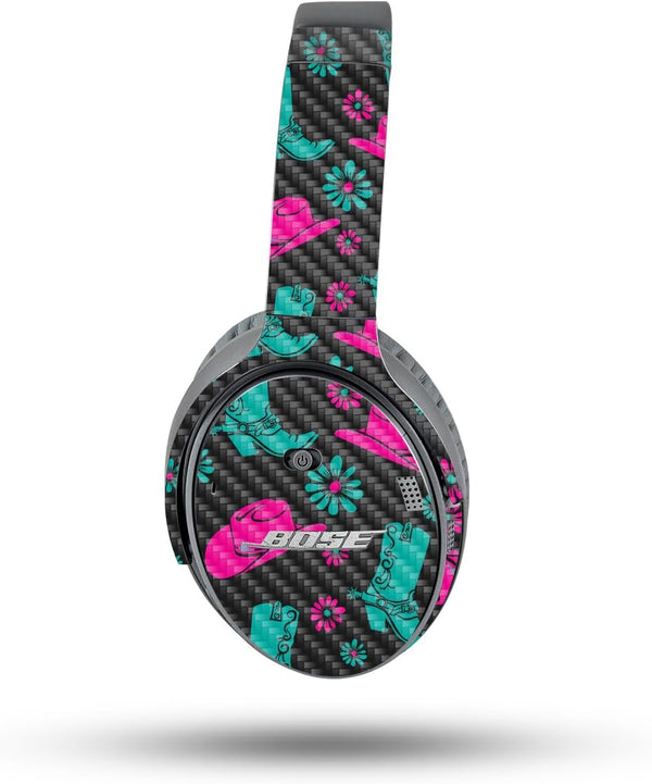 MightySkins Carbon Fiber Skin for Bose QuietComfort 35 II Headphones - Neon Cowgirl | Durable Textured Finish | Easy to