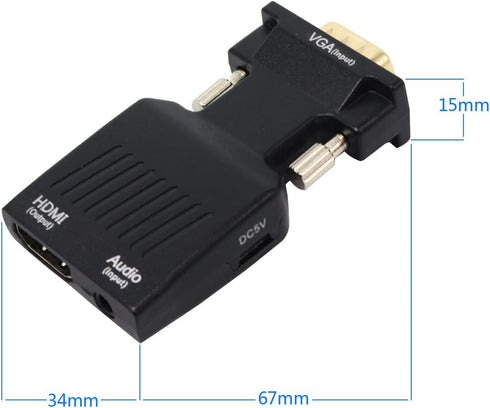 VGA to HDMI Converter 1080P Adapter with Audio Cable and USB Cable for PC Laptop to HDTV