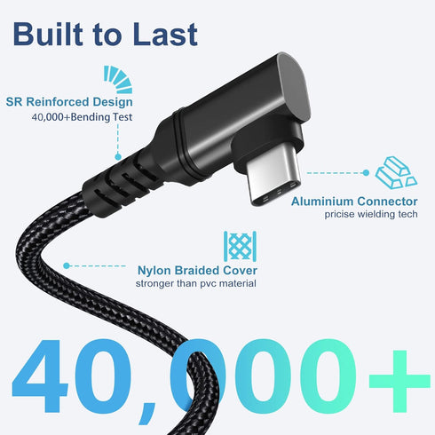 Short USB C to USB C Cable 1.5ft, Right Angle 20Gbps Data Transfer 100W Fast Charging 4K Video Output USB 3.2 Gen2X2