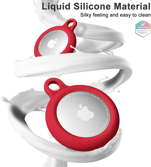 oakxco for Airtag Keychain Silicone, Airtag Holder with Key Ring, Air Tag Cover Cute Accessories for Kids, Luggage, Car Dog Collar, Car, Compatible with Apple Airtag Case Waterproof Tracker, Red by oakxco
