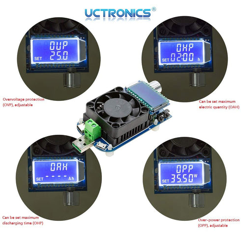 UCTRONICS Electronic USB Load Tester, Adjustable Discharge Resistor Module 35W, Test and Trigger QC2.0 QC3.0 AFC 9V FCP.
