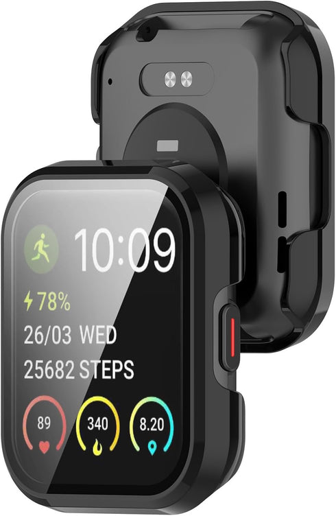 Protective Case Intended for SKG V7,SKG V7 Pro Screen Protector Hard PC Flim Face Cover Bumper for SKG V7 Case Smartwatch Accessories (Black&Black)