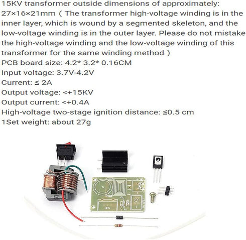 15KV Boost High Voltage Generator - High Frequency Transformer Inverter Arc Igniter Coil Module, 2 Sets (Include PCB