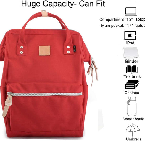 Backpack 17 Inch backpack (1882-Red&plus) Himawari Large Travel with Laptop Compartment Roomy Doctor Bag College