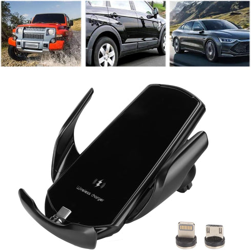 Q3 15W Smart Sensor Car Magnetic Charger - Automatic Clamping Arm, 360 Degree Spherical Joint for iPhone and Samsung