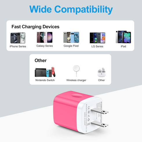 USB Wall Charger Block, 2 Pack USB Power Adapter for iPhone 15 Pro/14 Pro Max/13/12/11/SE/XS/XR/Samsung Galaxy