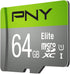 PNY 64GB Elite Class 10 U1 microSDXC Flash Memory Card - 100MB/s, Full HD, UHS-I (Pack of 1)
