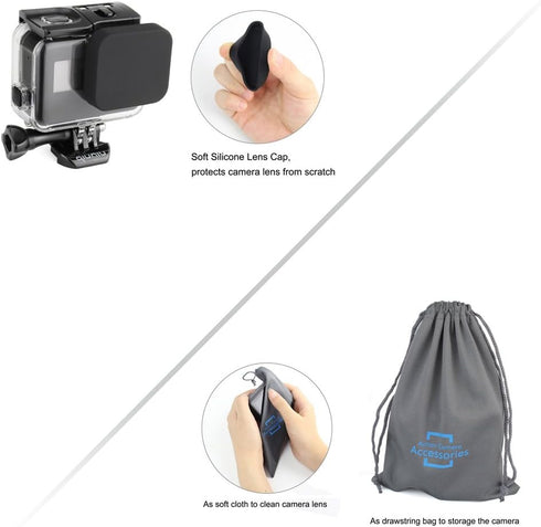 Waterproof Housing Case for GoPro Hero 5 6 7 Black - Underwater Photography Filters, Waterproof up to 147 Feet