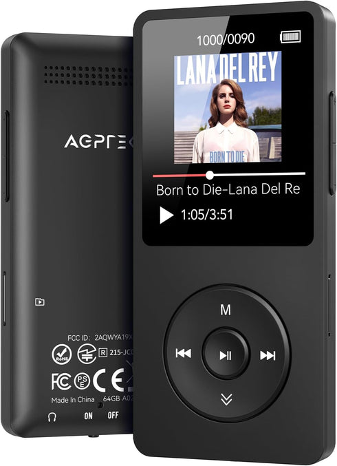 AGPTEK A02 MP3 Player with Bluetooth 5.3, 1.8 inch Screen Portable Music Player