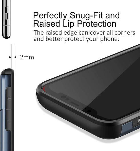 SAMONPOW Wallet Case for iPhone XR 6.1 inch, Heavy Duty Protection, Dual Layer Anti Scratch Hard PC Soft Rubber, Dark