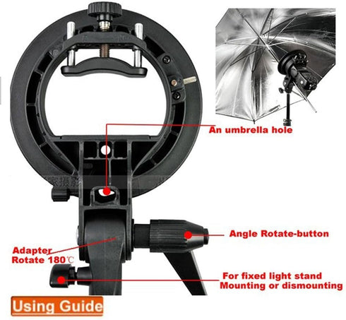 Godox S Type Bracket Bowens Mount Holder for Speedlite Flash Snoot Softbox Beauty Dish Reflector
