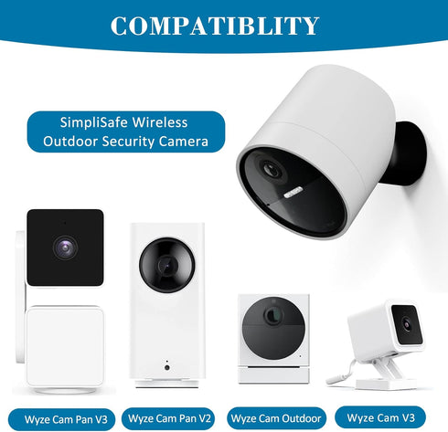 Dual Pack Wall Mount for Wyze Cam Pan V3 - All-Angle Swivel & Tilt Adjustable Bracket for Indoor & Outdoor Use.Mount Compatible with SimpliSafe Outdoor Security Camera