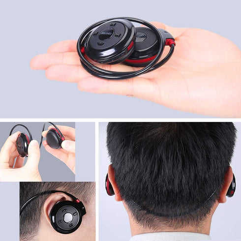 Cootree Wireless Headphone Sports Headset, Built-in Microphone, Bluetooth Behind The Head, Foldable, Black/Red