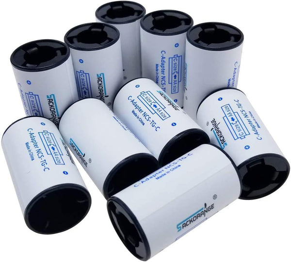 10 Pack AA to C Size Battery Spacer Converter Case, Sackorange C Size Battery Adapter