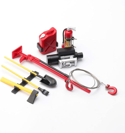 Rchobbytop 8pcs 1:10 Sets Winch TRX-4 SCX10 D90 D110 TF2 CC01 Gen7 Gen8 RC Rock Crawler Truck Mini Accessories Decor