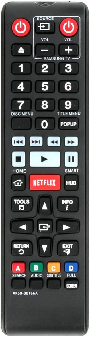 AK59-00166A Remote Control Replacement for Samsung Blu-ray Disc Player Models BD-FM59, BD-F5900, BD-FM59C, BD-F7500