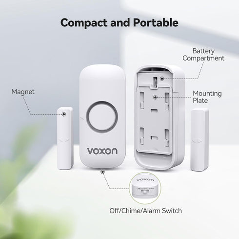Door Window Alarm for Kids Safety, VOXON Wireless Door Alarm for Home Security Personal Security Window Alarms Sensor Burglar Door Alarm for Home, Cars, Sheds, Caravans DIY Kit Pack of 4