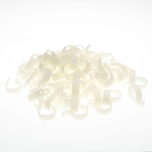 100 Pack R-Type Cable Clamp 5/8" - Clear White - Wire Management Organizer for Home, Automotive, Office