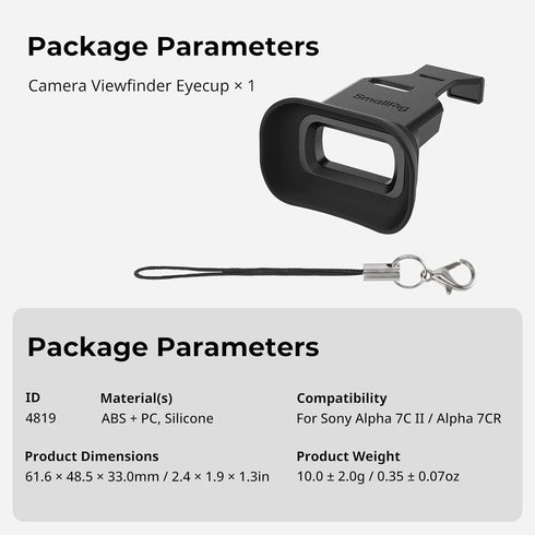 SMALLRIG A7CII A7CR 7C 7CR 4819 Camera Viewfinder Eyecup, Viewfinder Eye Cup with Small Lanyard, Soft Silicone